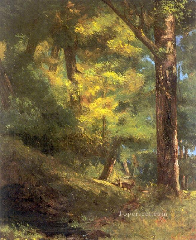 Deux Chevre Uils Dans la Foret landscape Gustave Courbet Oil Paintings
